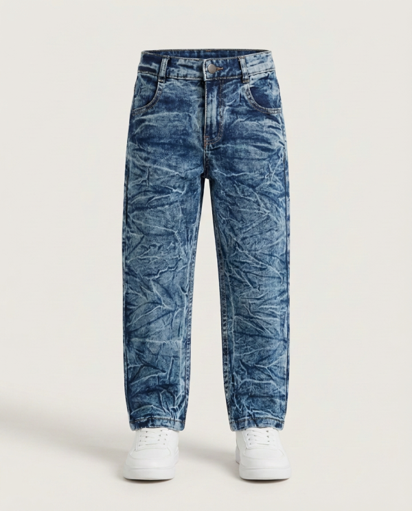 Dark Wash Textured Denim Jeans